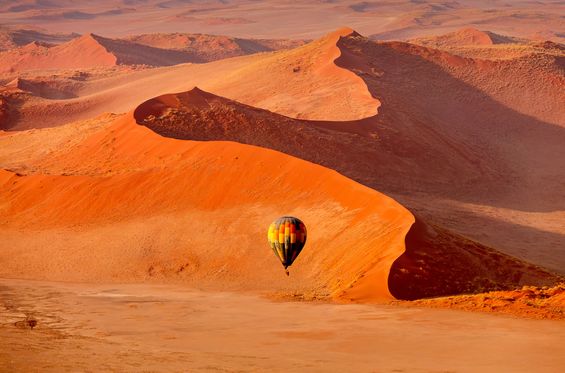 Fly over the Sossusvlei dunes in a hot air balloon