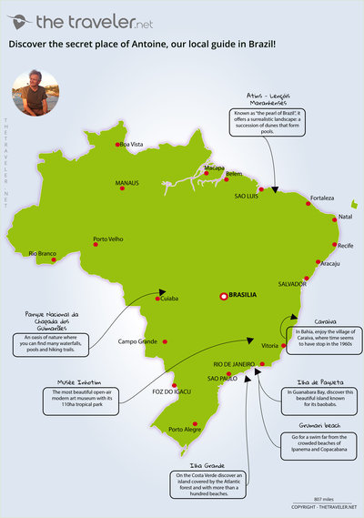Map Brazil of secret places