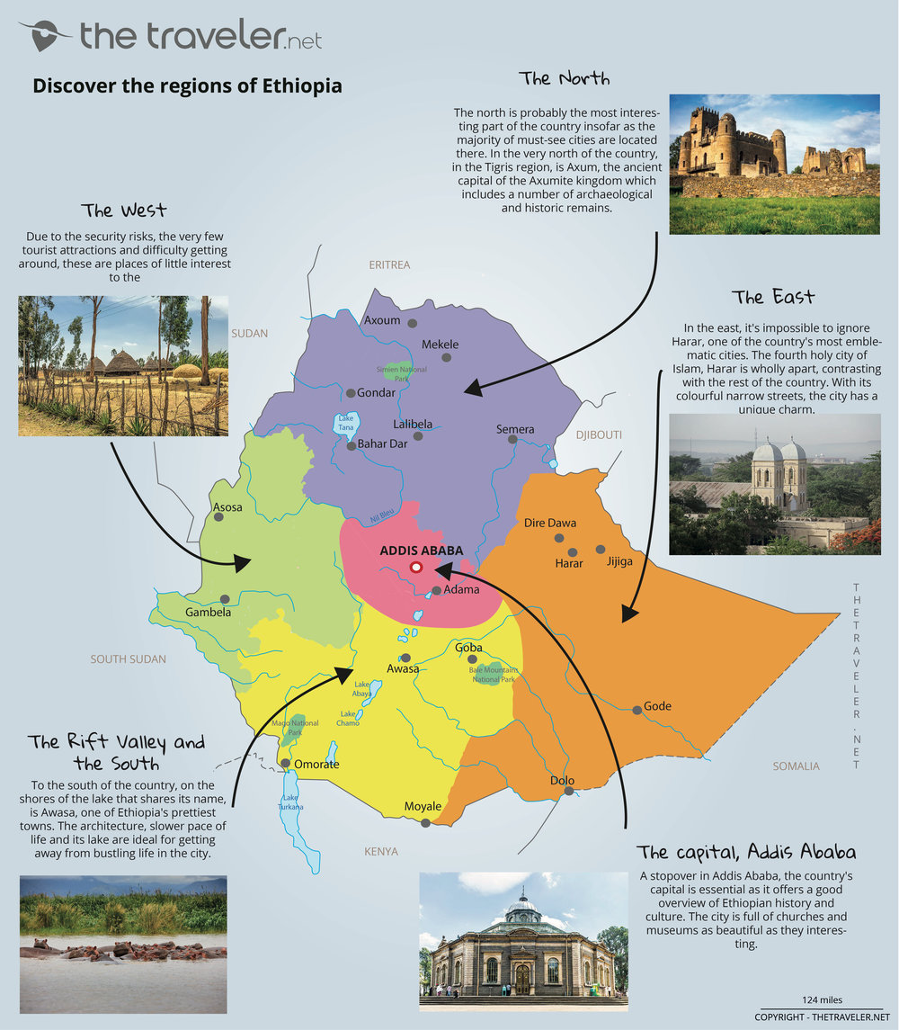 Places to visit Ethiopia: tourist maps and must-see attractions