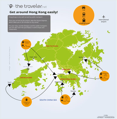 Route and distance Hong Kong map