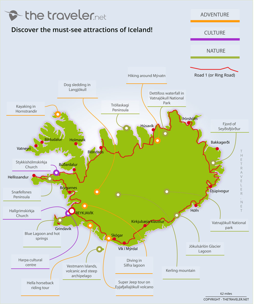iceland map of tourist attractions