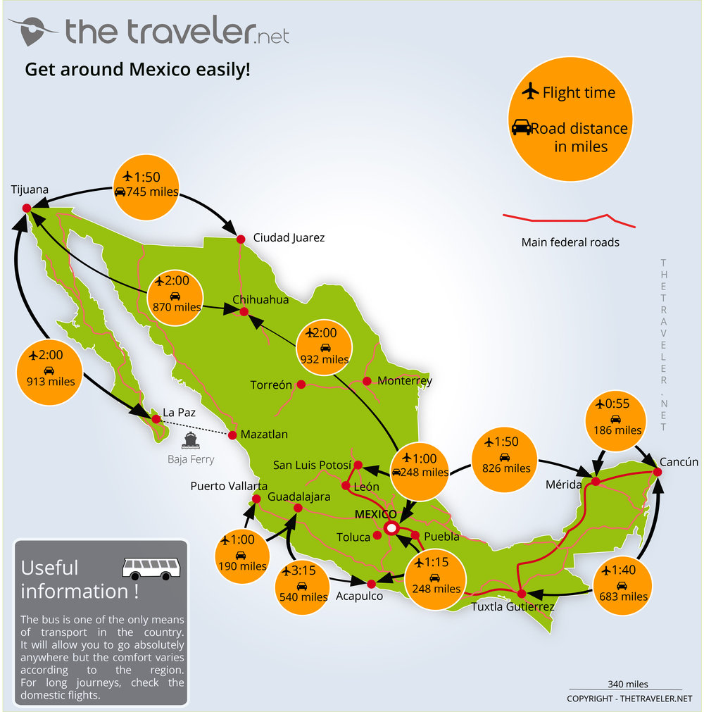 tourist cities in mexico map