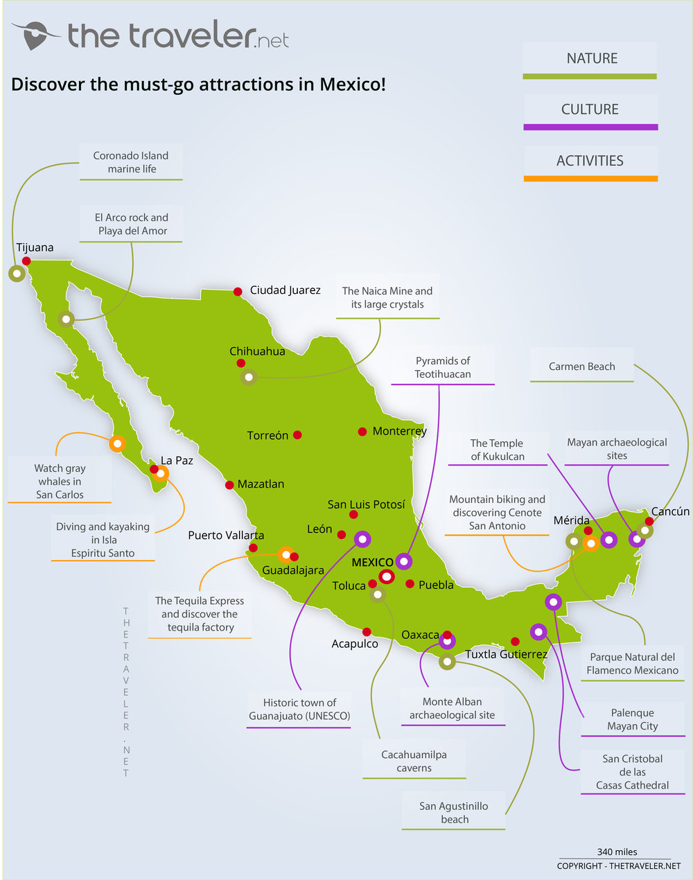 mexico tourist destinations map