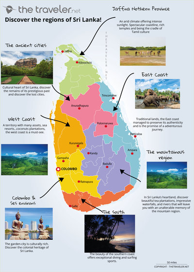 Carte des régions SRI LANKA