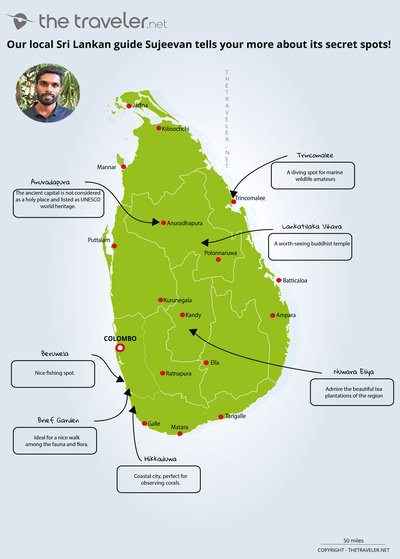 Map Sri Lanka of secret places